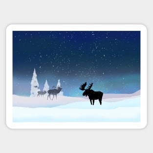 Northern Lights Wapiti and Moose Sticker